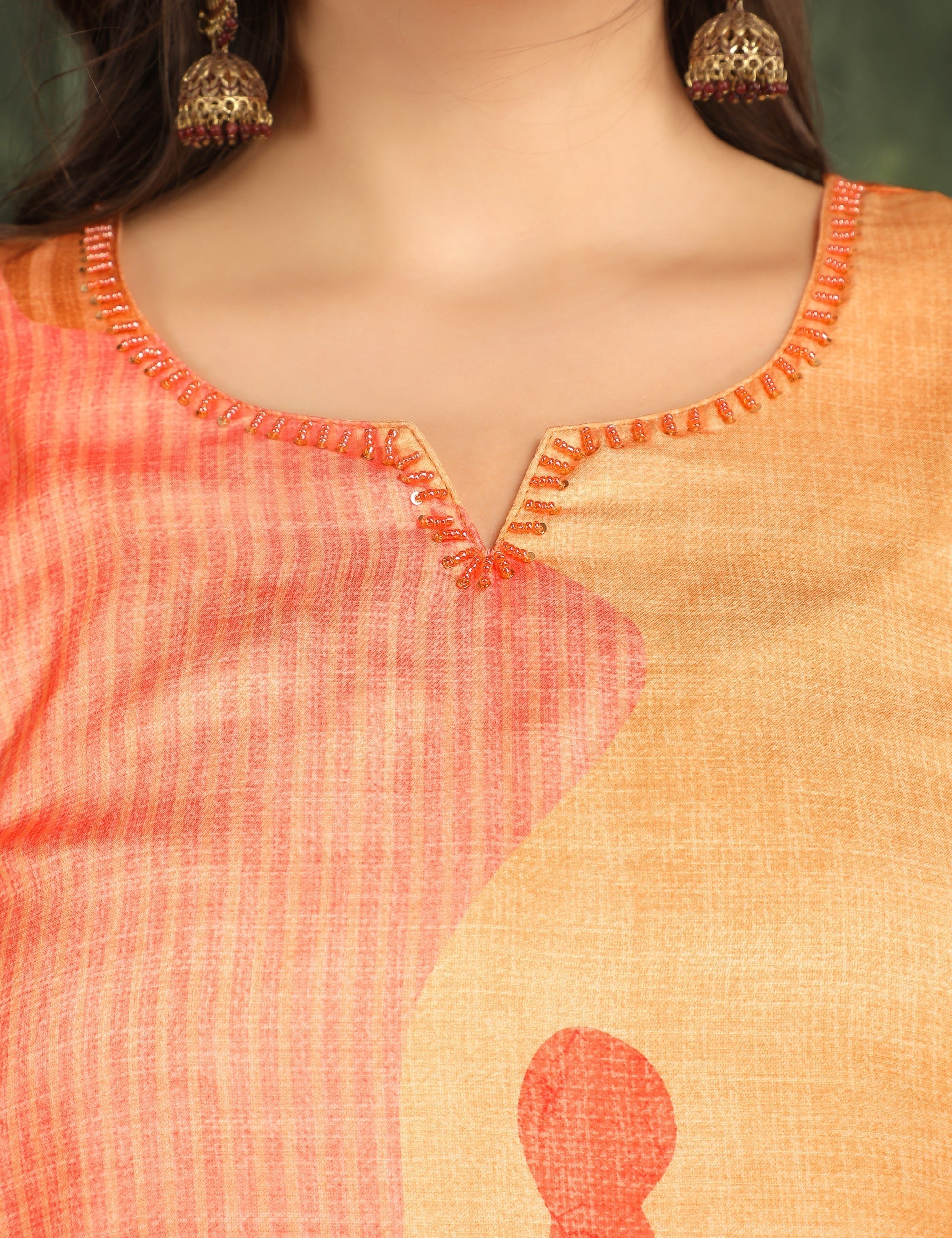 Women Floral Printed Regular Thread Work Kurta with Trousers & With Dupatta